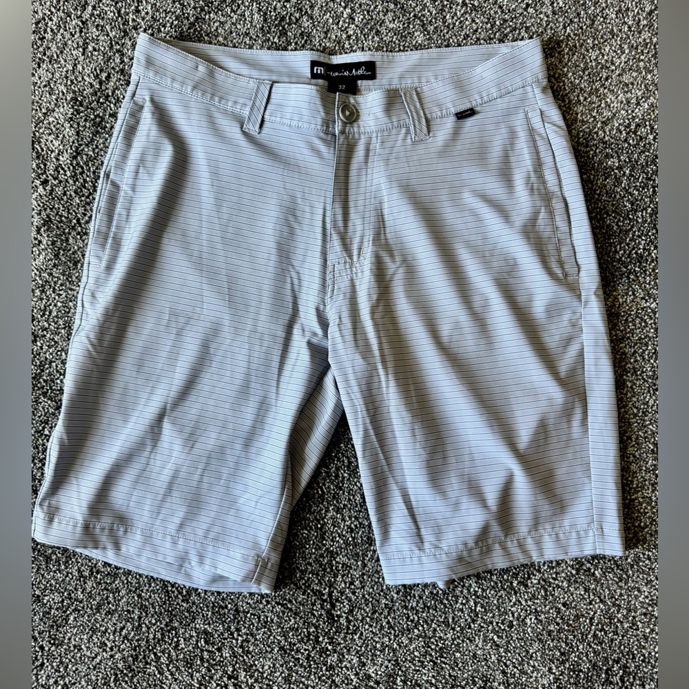 Travis Mathew Heather Gray Sleet Striped Men's Paularino Shorts Size 32 NWOT